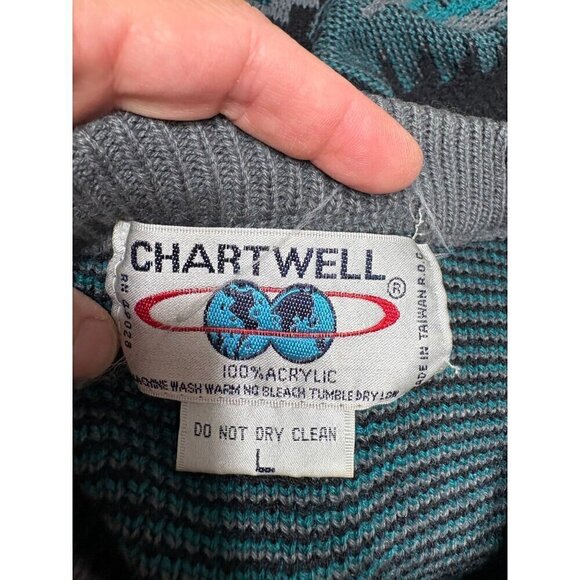 Vtg Chartwell Southwestern 3D Knit Sweater Pullover Grandpa Grunge Men's Large - Picture 7 of 8